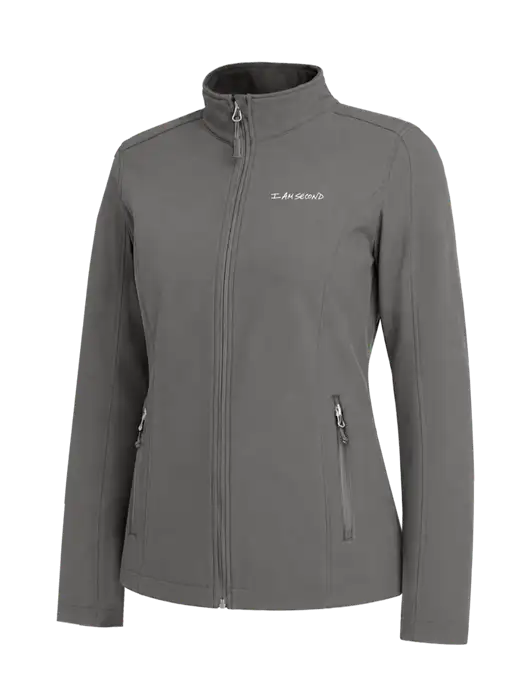 Medium Grey Womens Core Soft Shell Jacket w/I Am Second Logo
