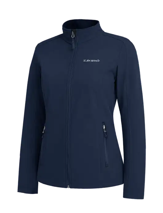 Navy Womens Core Soft Shell Jacket w/I Am Second Logo