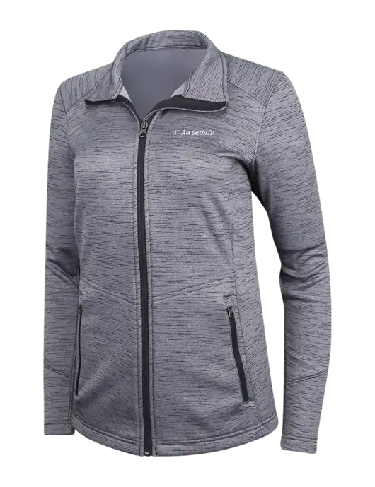 Medium Grey Womens Digi Stripe Fleece Jacket w/I Am Second Logo