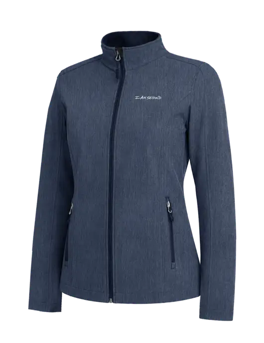 Navy Heather Womens Core Soft Shell Jacket w/I Am Second Logo