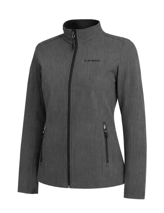Medium Grey Heather Womens Core Soft Shell Jacket w/I Am Second Logo