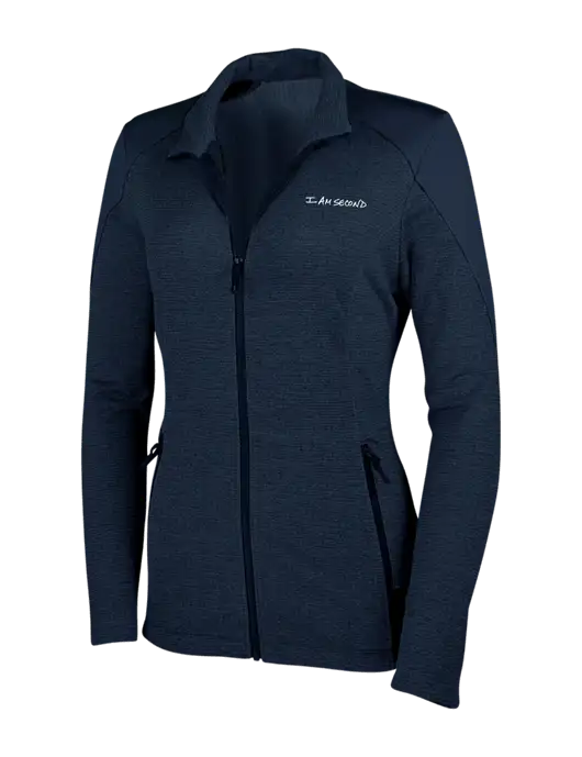 Navy Womens Grid Fleece Jacket w/I Am Second Logo