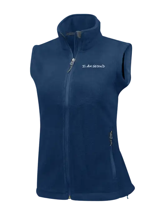 Navy Womens Fleece Vest w/I Am Second Logo