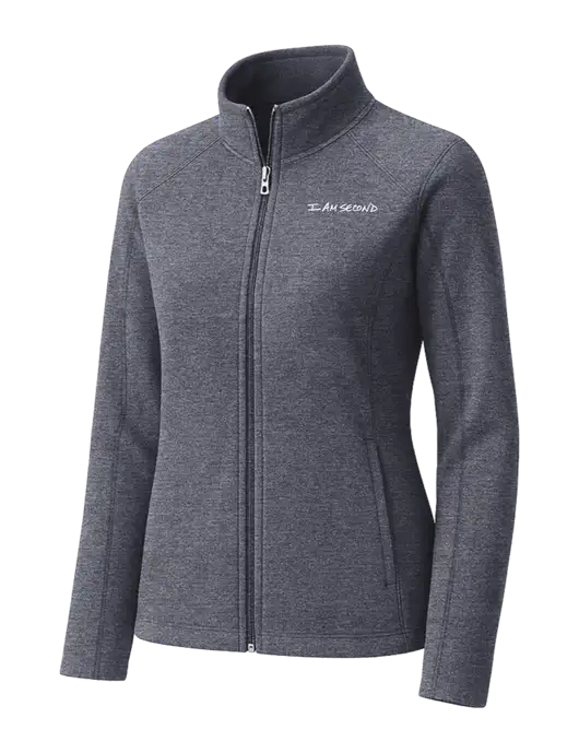 Light Navy Heather Womens Microfleece Full-Zip Jacket w/I Am Second Logo