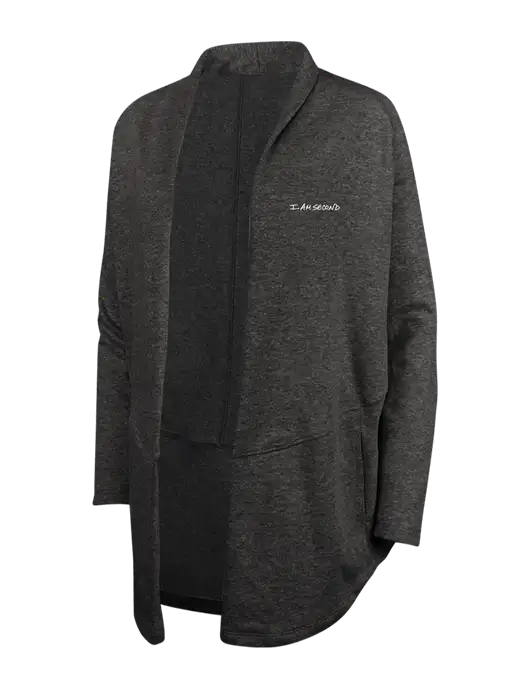 Charcoal Heather/ Medium Heather Grey Womens Interlock Cardigan w/I Am Second Logo