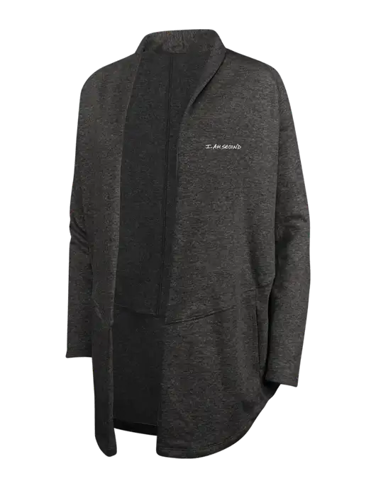 Charcoal Heather/ Medium Heather Grey Womens Interlock Cardigan w/I Am Second Logo