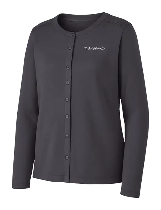 Grey Smoke Womens Concept Stretch Button-Front Cardigan Sweater w/I Am Second Logo