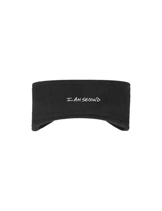 Black Stretch Fleece Headband w/I Am Second Logo