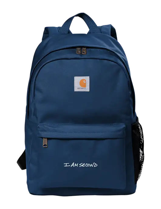 Carhartt Navy Canvas Backpack w/I Am Second Logo