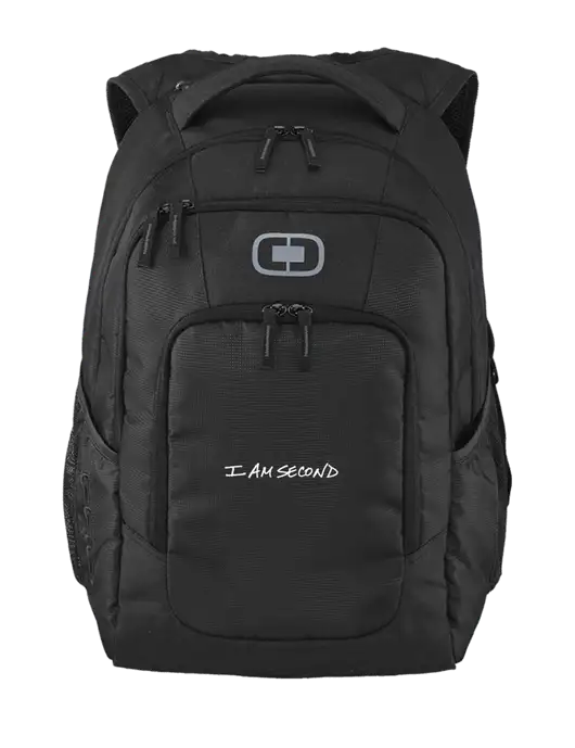 OGIO Black Logan Laptop Backpack
 w/I Am Second Logo