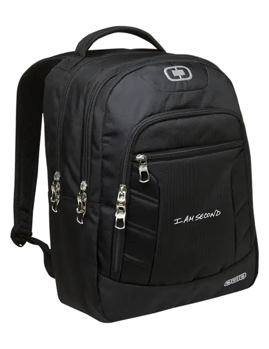 OGIO Black/Silver Colton Laptop Backpack
 w/I Am Second Logo