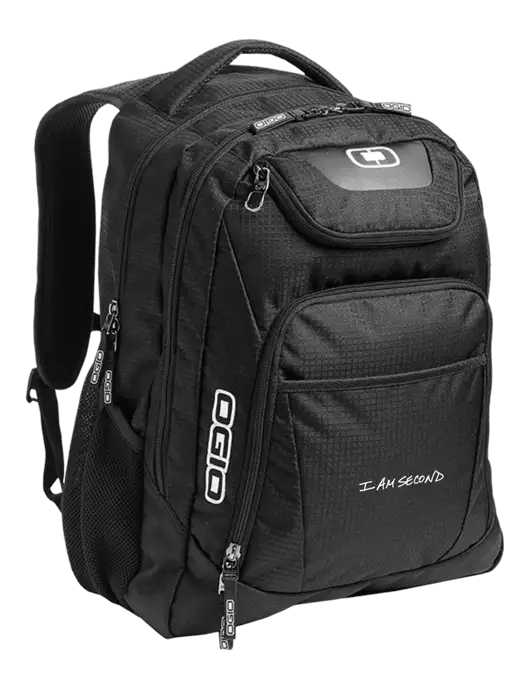 OGIO Black/Silver Excelsior Laptop Backpack w/I Am Second Logo