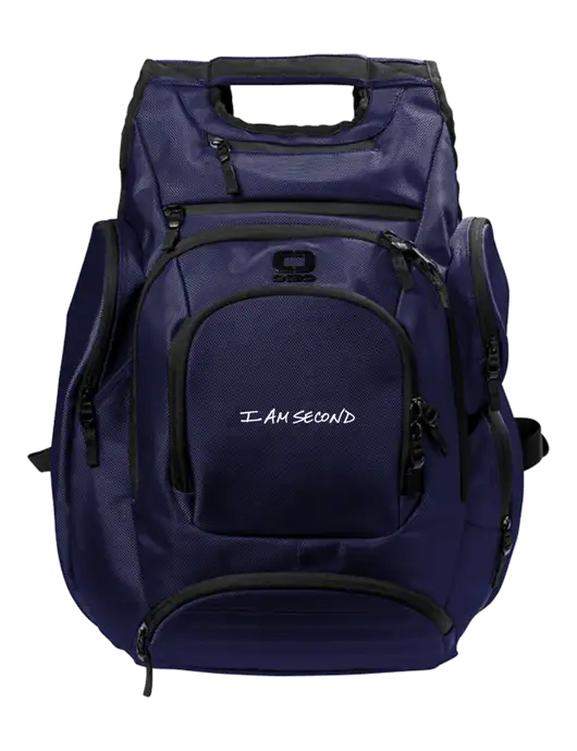 OGIO Navy Metro Ballistic Laptop Backpack w/I Am Second Logo