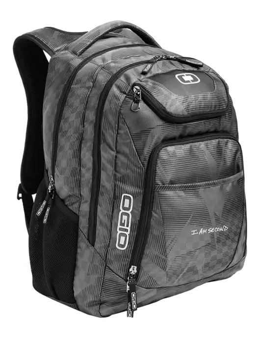 OGIO Race Day Silver Excelsior Laptop Backpack w/I Am Second Logo