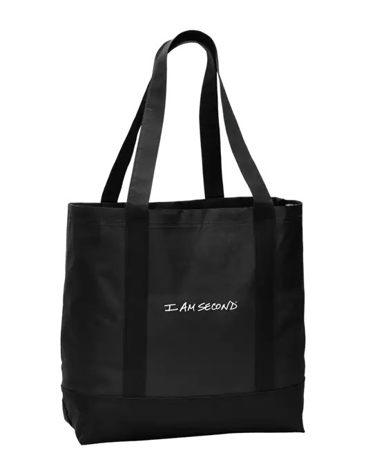 Carryall Black/Black Day Tote w/I Am Second Logo