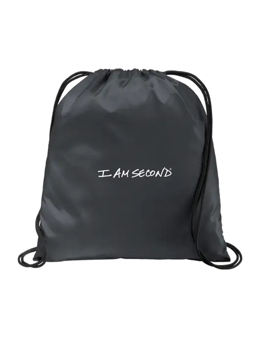 Drawstring  Graphite Grey Cinch Pack w/I Am Second Logo
