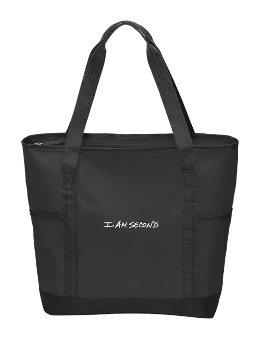 On the Go Black/Black Tote w/I Am Second Logo