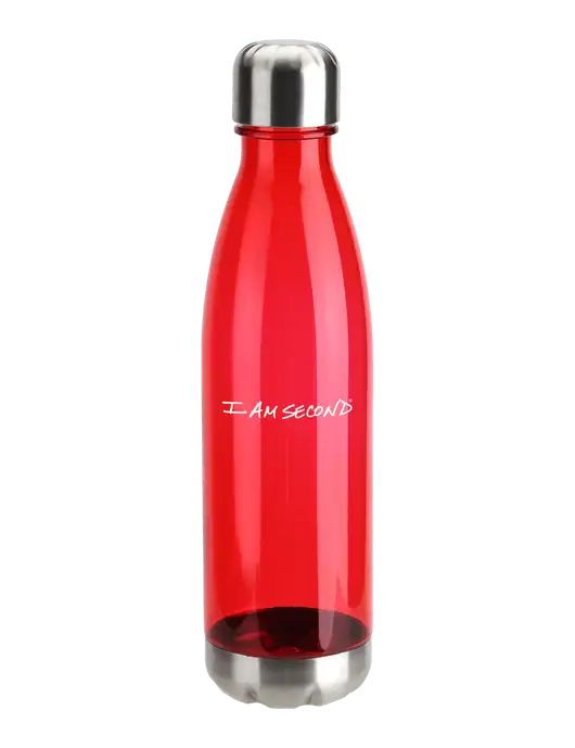 Bayside Tritan Red 25 oz Bottle with Stainless Base and Cap w/I Am Second Logo