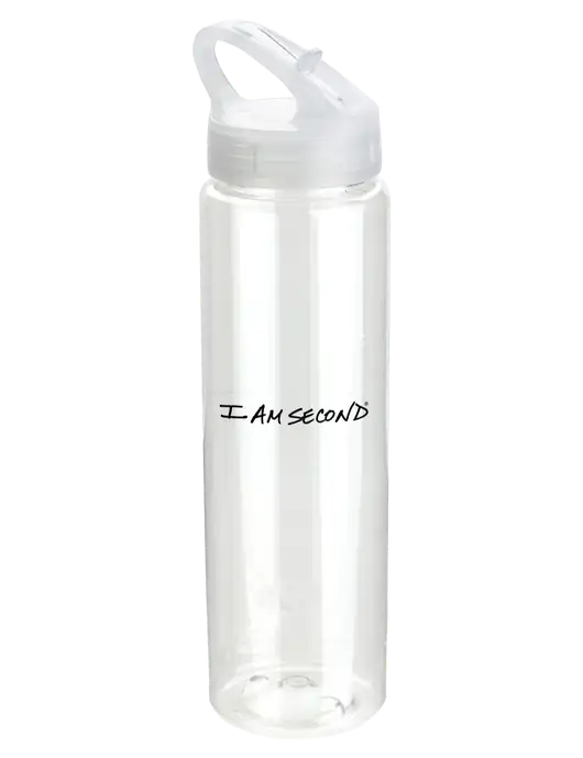 Buddy Clear 32 oz PET Bottle with Flip Lid w/I Am Second Logo