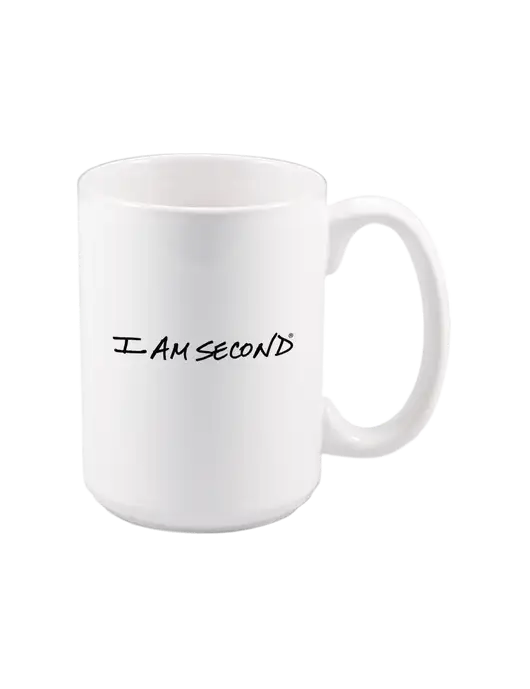 15 oz White Ceramic Mug w/I Am Second Logo