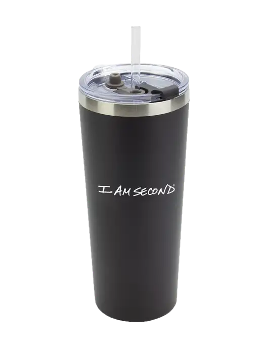 Brighton Black 20 oz Insulated Tumbler & Straw w/I Am Second Logo