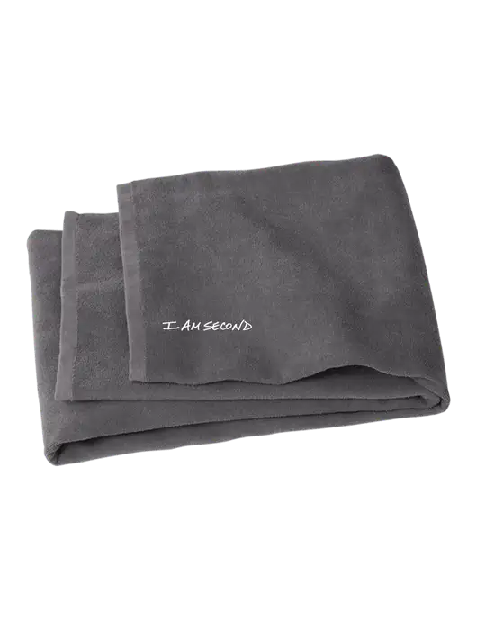 Graphite Beach Towel w/I Am Second Logo