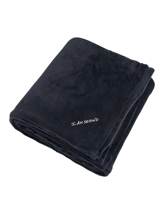 Mountain Lodge Black Blanket w/I Am Second Logo
