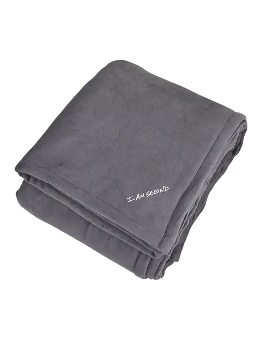 Mountain Lodge Hearth Grey Blanket  w/I Am Second Logo