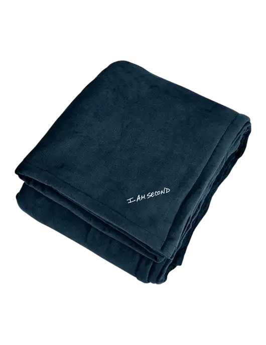 Mountain Lodge Navy Eclipse Blanket w/I Am Second Logo