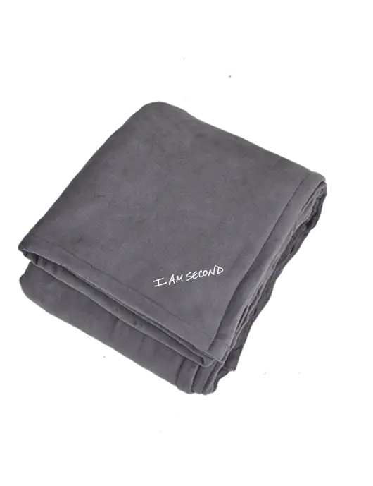 Oversized Graphite Ultra Plush Blanket Graphite w/I Am Second Logo