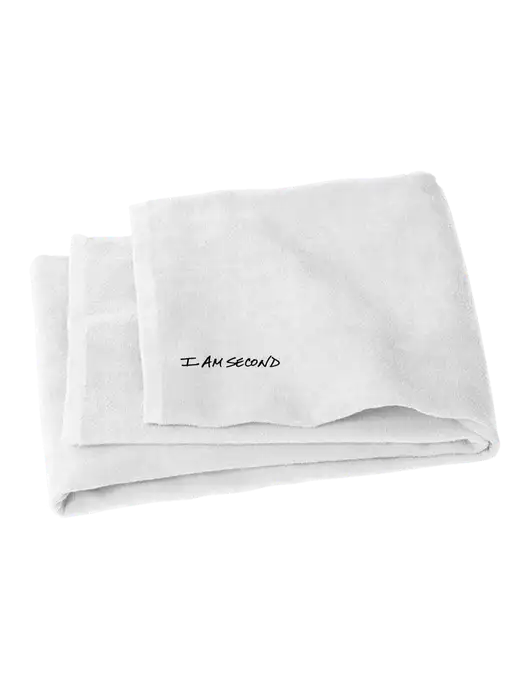 White Beach Towel w/I Am Second Logo
