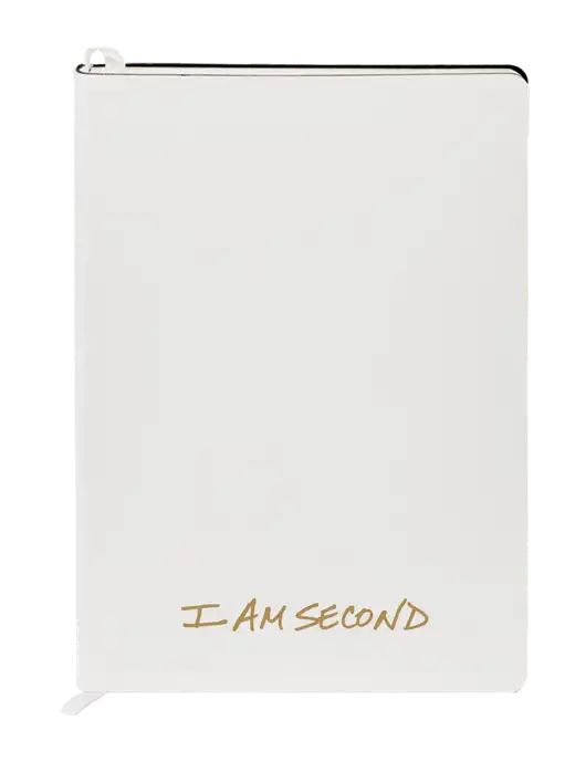 Fabrizio White Soft Cover 5.75 x 8.125 Journal w/I Am Second Logo