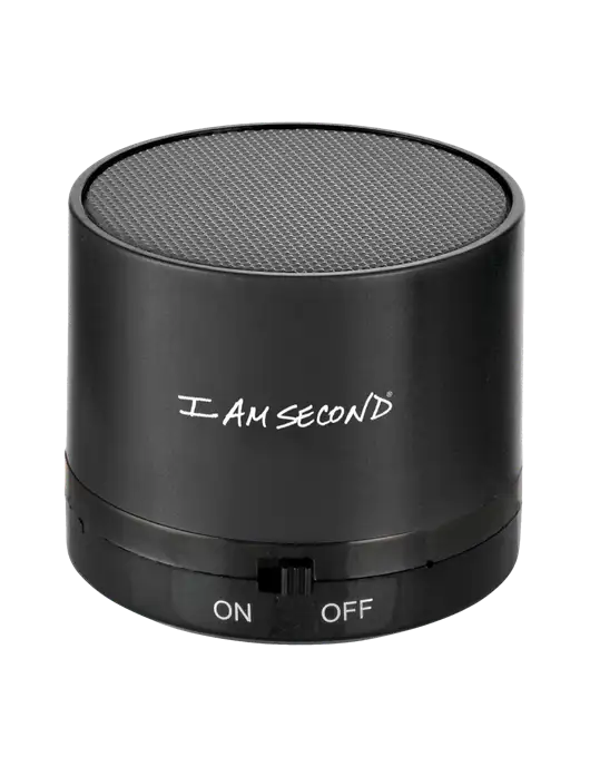 Black Cylinder Bluetooth Speaker w/I Am Second Logo
