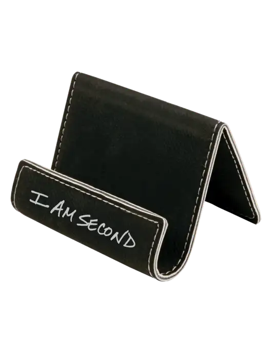Black Leatherette Card & Phone Holder w/I Am Second Logo