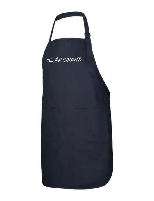 Full-Length Black Apron With Pockets w/I Am Second Logo