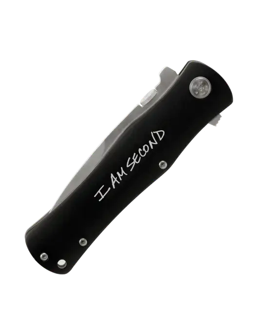 Black Folding Knife with Pocket Clip w/I Am Second Logo