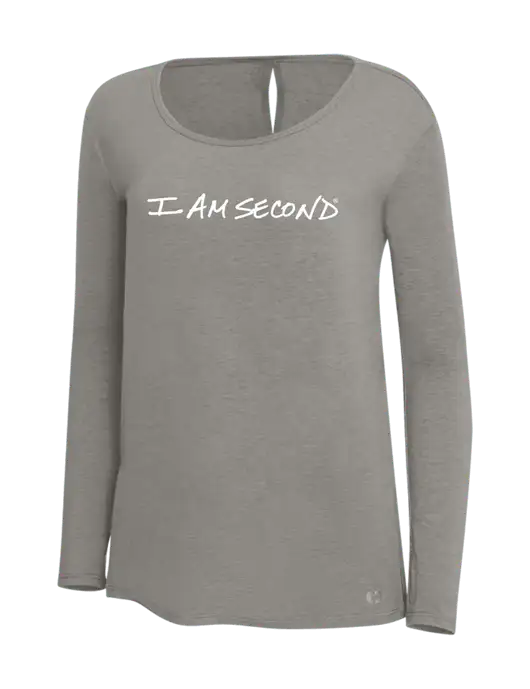 OGIO Petrol Grey Heather Womens Luuma Long Sleeve Tunic
 w/I Am Second Logo