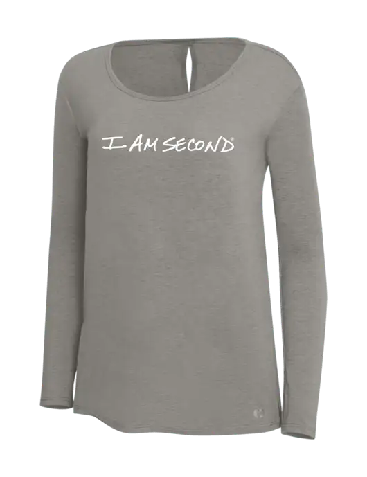 OGIO Petrol Grey Heather Womens Luuma Long Sleeve Tunic
 w/I Am Second Logo