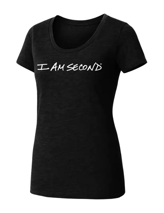 BELLA+CANVAS Womens Black Heather Triblend Short Sleeve Tee w/I Am Second Logo