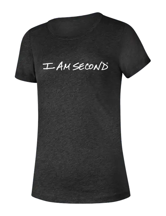 BELLA+CANVAS Womens Charcoal Grey Triblend Short Sleeve Tee w/I Am Second Logo