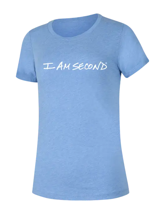 BELLA+CANVAS Womens Light Royal Triblend Short Sleeve Tee w/I Am Second Logo