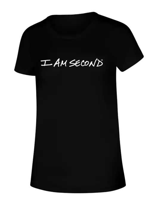 BELLA+CANVAS Womens Solid Black Triblend Short Sleeve Tee w/I Am Second Logo