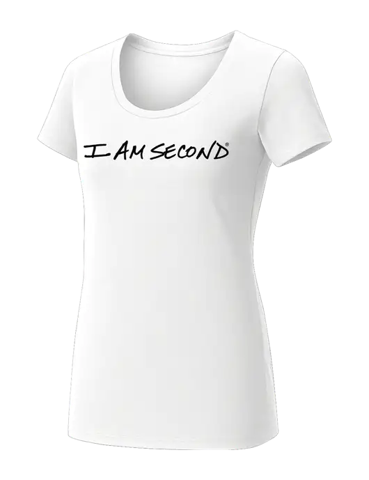BELLA+CANVAS Womens White Triblend Short Sleeve Tee w/I Am Second Logo