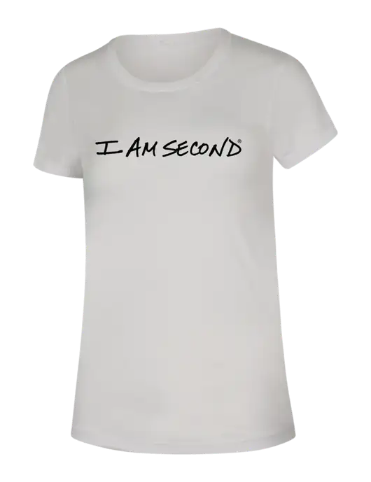 BELLA+CANVAS Womens White Triblend Short Sleeve Tee w/I Am Second Logo