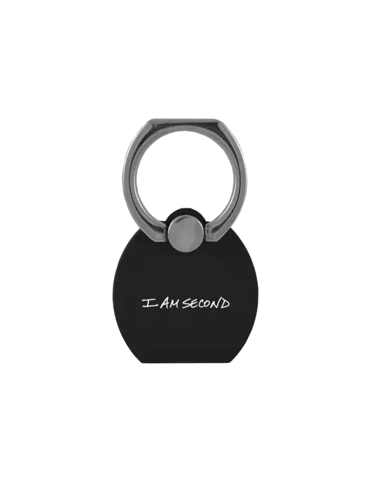 Black/Silver Phone Ring w/I Am Second Logo
