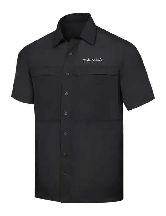 Black Short Sleeve UV Daybreak Shirt w/I Am Second Logo