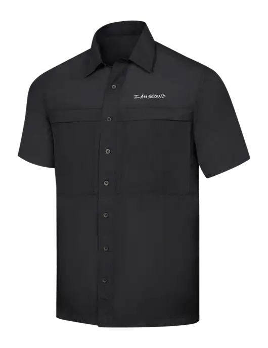 Black Short Sleeve UV Daybreak Shirt w/I Am Second Logo