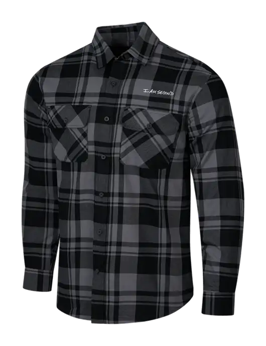 Medium Grey/Black Plaid Flannel Shirt w/I Am Second Logo