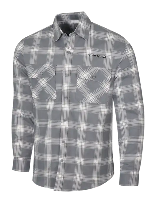 Medium Grey/Cream Plaid Flannel Shirt w/I Am Second Logo