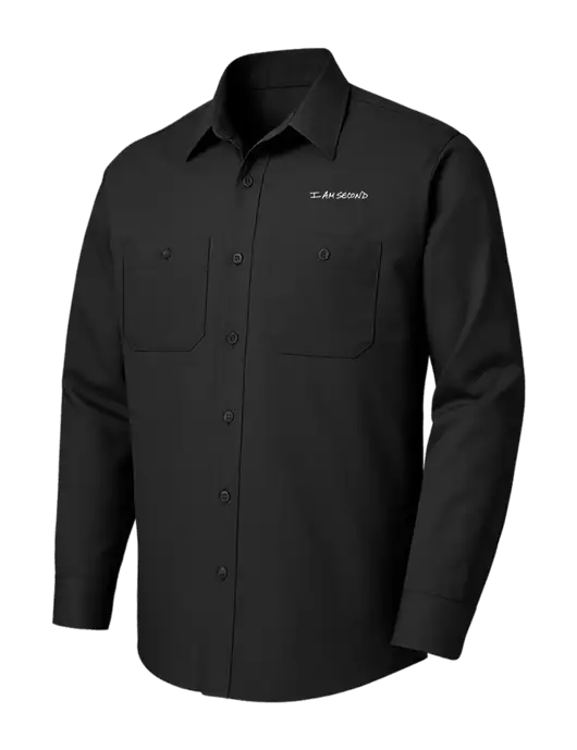 Red Kap Black Long Sleeve Work Shirt w/I Am Second Logo